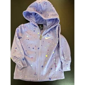 Nike Toddler Girls 12M Purple Splatter Print Therma FIT Hoodie Jacket